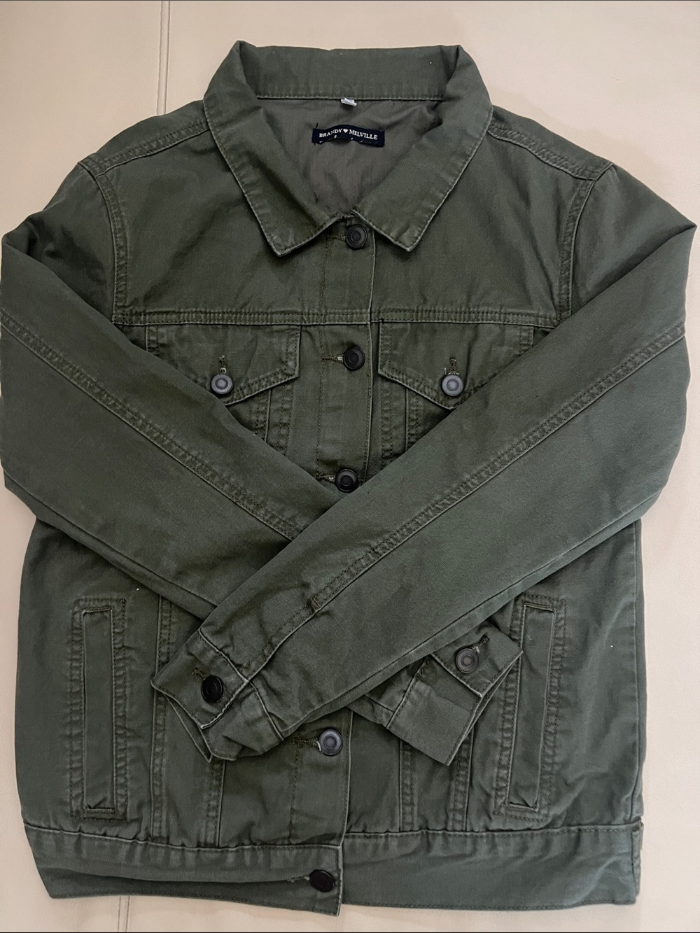 Brandy Melville Women’s Sz S Olive Green Denim Jacket